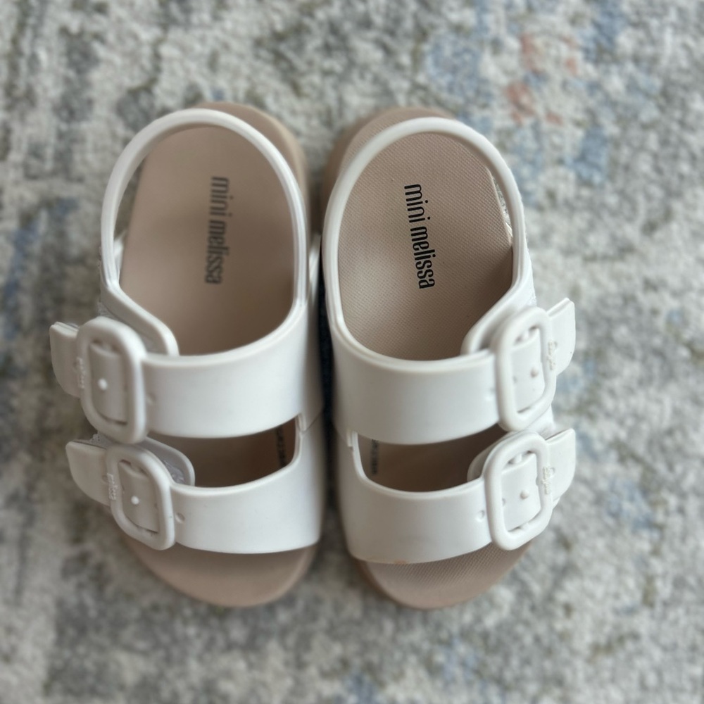 Mini Melissa Kids White Velcro Sandals US size 8 (toddler)
